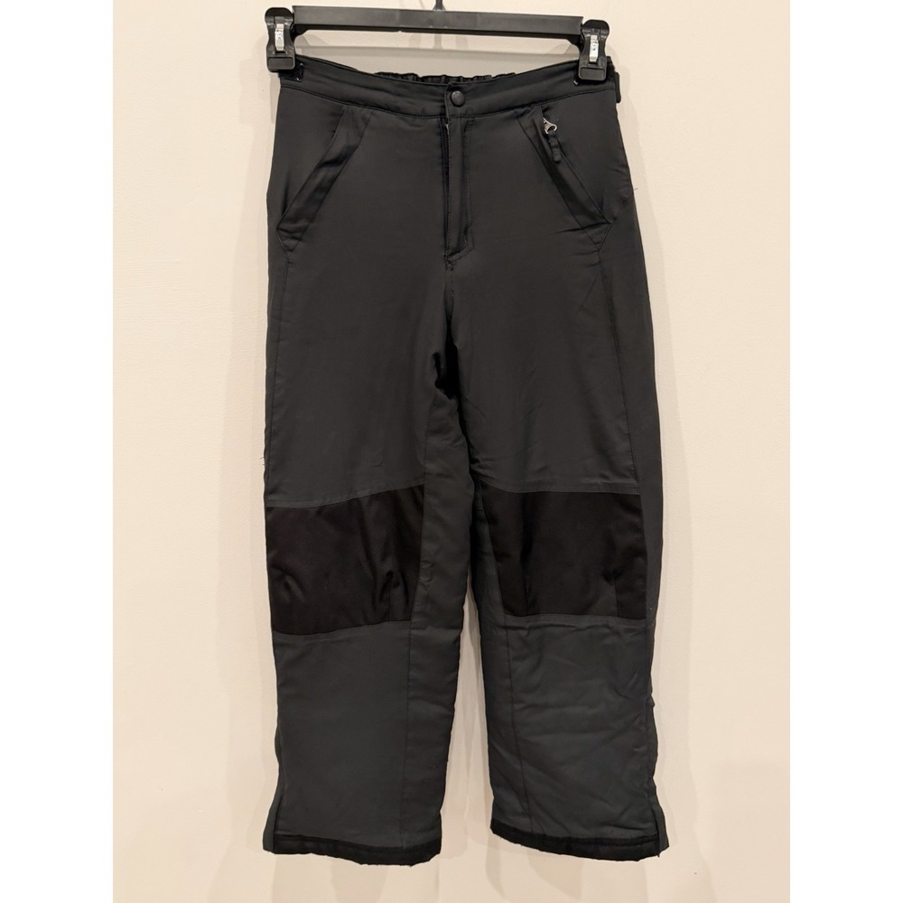 L.L. Bean Kids Snow Pants Size 12 Black Insulated Reinforced Knees Winter EUC